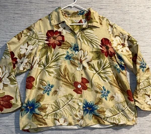 Laura Ashley Woman Silk Floral Blouse Jacket Size 1X Cotton Lined Embroidered - Picture 1 of 12