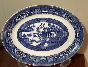 Homer Laughlin Oval Blue Willow Servierplatte E38N6 - Bild 1 von 6