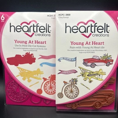 Heartfelt Creations Young at Heart Dies + Juego de sellos NUEVO coche vintage retirado difícil de encontrar Foto 1 de 4
