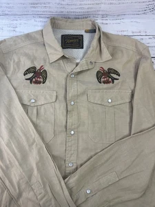 Howler Bros Gaucho Shirt Men S Tan Frigates Bird Embroidery Pearl Snap Western - Picture 1 of 13