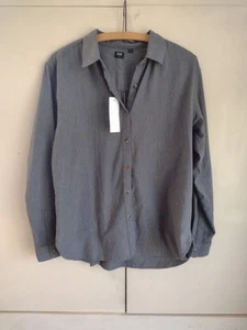 Uniqlo Shirt Soft Brushed Long Sleeve Blouse Button Up Grey Sz M Classic New - Picture 1 of 7