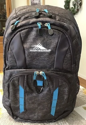 High Sierra 便携式电脑背包 适合学校、旅行或工作 - 灰色和海蓝宝石  — 第 1/4 张图片