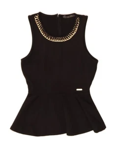 GUESS Womens Sleeveless Blouse Top UK 10 Small Black Polyester DE39 - Picture 1 of 3