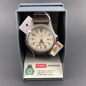 Timex Herren Expedition Uhr braun hellbraun Stoff Lederbesatz Armband TW4B23700WX - Bild 1 von 5