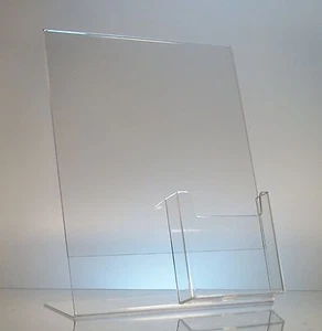 25 Acrylic 8.5x11 Slanted Picture Frames with 4x9 Tri-Fold Brochure Holder - Picture 1 of 2