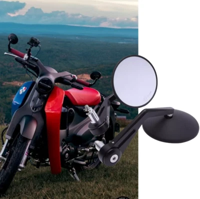 Round Motorcycle 7/8" Handlebar Bar End Rearview Mirrors For Honda Super cub 125 - Image 1 of 4