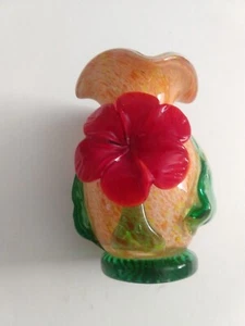Red Orange Ceramic Vase 3D Red Poppy Orange Bloom Applied Flower Floral Nature - Picture 1 of 6