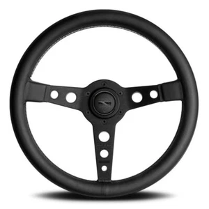 Genuine MOMO Prototipo Black Edition Black Leather 350mm Steering Wheel - Picture 1 of 7
