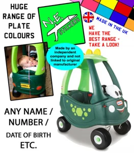 Front & Back personalised number plates TO FIT Little Tikes Cozy Coupe DINO car - Picture 1 of 12