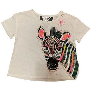 Justice Girls Top White Size 14/16 Criss Cross Back Sequins Glitter Graphic - Picture 1 of 12