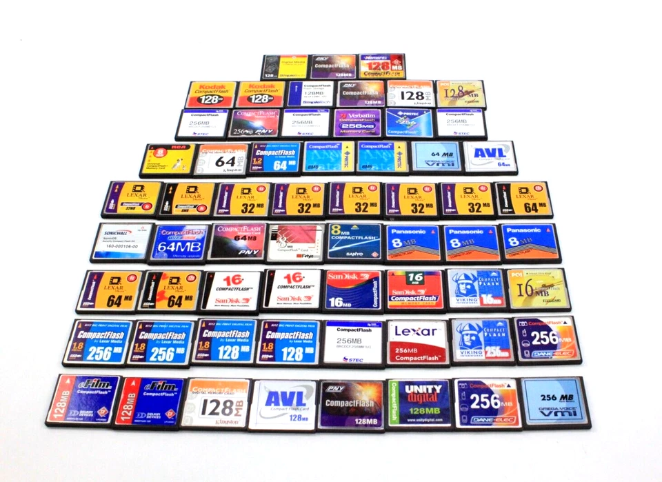 Lot of 62 Compact Flash CF Memories Various Brands & Capacities - Image 1 of 4