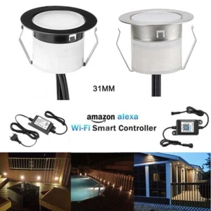 Juego de focos empotrables de suelo LED Wifi lámpara exterior focos empotrados cocina timing blanco cálido - Imagen 1 de 18