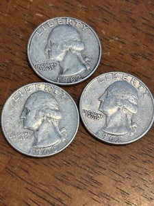 Lot Of 3-D Washington Quarters (2) 1962 (1) 1963 - Picture 1 of 4