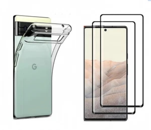 Coque Noir/transparent + 2 Verre Trempé protection Pour Google Pixel 6 Pro - Photo 1 sur 18