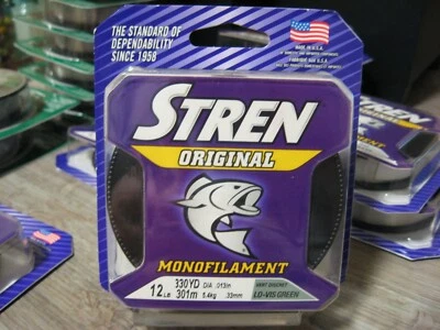 Línea de pesca monofilamento original Stren 12 lb 330 yardas Lo Vis verde mono Foto 1 de 4