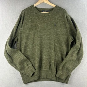 Y2K Polo Ralph Lauren Men's Sweater Size Large Olive Green Cotton Preppy - Picture 1 of 8