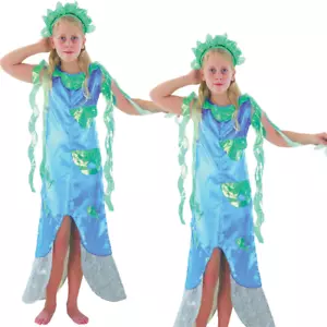 Girls Mermaid Costume Girls Book Week Day Fancy Dress Outfit Kids - Foto 1 di 3