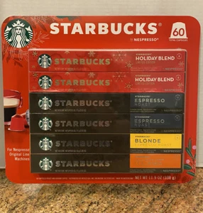 Starbucks Nespresso Coffee Espresso Blonde Colombia Holiday Blend 60 Capsules - Picture 1 of 3
