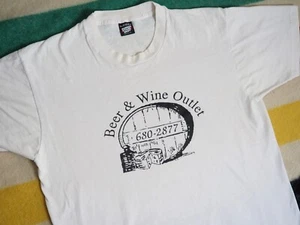 VTG 80s 90s Fruit Loom Beer Wine Brewing Promo White USA Made Tee T-Shirt L - Picture 1 of 6