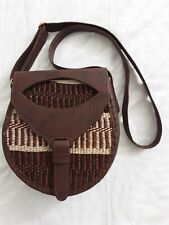 Medium African Woven Sisal Kiondo Leather Shoulder Crossbody Handbag