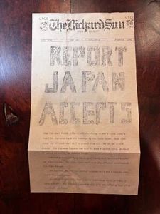 USCG: 8/14/1945 Report Japan Accepts" Front Page Newspaper The Richard Sun !! - Picture 1 of 4