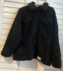 UGG Frankie Trucker Sherpa Jacket  Black Women's Size XL - Picture 1 of 3