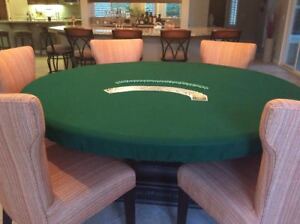 Green Poker Felt Table cover - fits 60" round Lifetime table  Elastic bl 