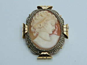 Art Deco Brosche Kamee Gemme Silber Gold 750 Markasit silver gold cameo brooch