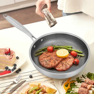 Padella Ø28cm Acciaio Inox Struttura a nido d'ape Padella Induzione Antiaderente Antigraffio - Foto 1 di 18