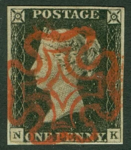 SG 2 1d black plate 2 lettered NK. Very fine used with a full upright red... - Picture 1 of 1