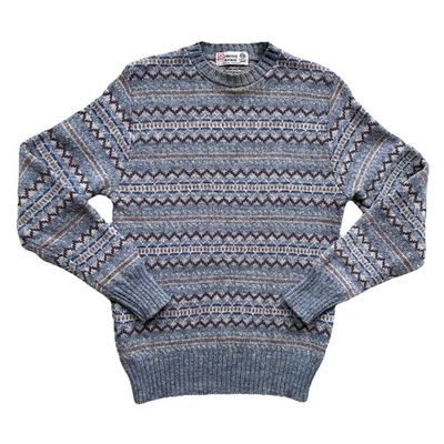 Vintage Glencraig Shetland Sweater Small Fair Isle Stripe Scotland Wool Knitwear - Image 1 of 4