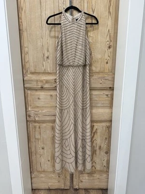 Adrianna Papell Dress Womens Size 6 Beaded Formal Dressy Elegant Romantic Maxi - Image 1 of 4