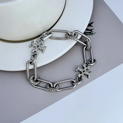 New! Tory Silver TB logo Rinestone Bracelet with Jewelry Pouch Size:20cm - Image 1 of 4