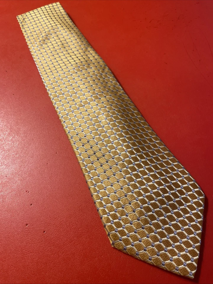 Corbata geométrica de seda tejida gruesa Ike Behar usada en excelente estado hecha a mano en EE. UU. Foto 1 de 4