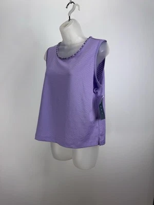 Camisa Top Blusa Koret Para Mujer Sin Mangas Talla Pequeña Violeta Púrpura Cuello Con Cuentas Foto 1 de 4