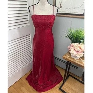 Vintage BLONDIE NITES Womens Dress Red Beaded Gown Y2K Fairy Whimsigoth *5/6 - Picture 1 of 12