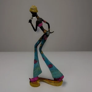 Afrikanische Afro französische Sängerin Performerin Frau Figur Statue 70er Jahre Boho Deko - Bild 1 von 15