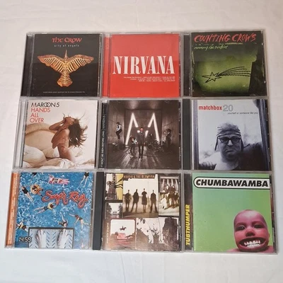 9 Pop Rock CDs Lot Nirvana Maroon 5 Hootie Matchbox 20 Counting Crows Sugar Ray - Image 1 of 2