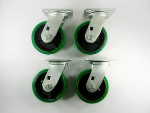 6" x 2" Polyurethane On Cast Iron(Green) - Swivel (4EA) - Picture 1 of 4