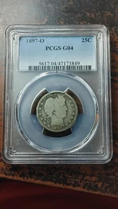 1897 O Silver Barber Quarter Dollar 25C PCGS G4 Good Original Coin 4061 - Picture 1 of 4