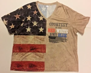'Courtesy of the Red, White and Blue' V neck T-Shirt Size 5XL NWT - Picture 1 of 9