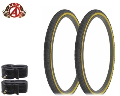 2 ALTA Bicycle 26" x 1.75" BLACK GUM COMP III FREESTYLE BMX TIRES BIKES w/TUBES. - Image 1 of 2