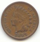 1897 Indian Head Cent, rare variété de cou 1 pouce, VF-XF