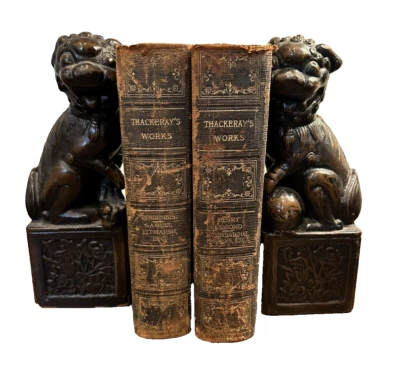 RARE Set of 2 Vintage 1970s Neiman Marcus Bronze Foo Dog Bookends $950 - Image 1 of 4