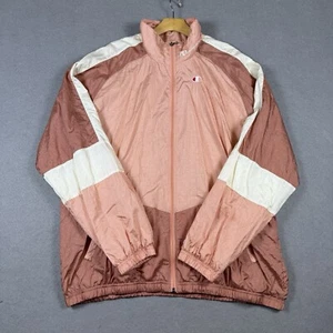 Champion Mens Full Zip Mock Neck Nylon Windbreaker Jacket Pink Brown Sz XL - Picture 1 of 7