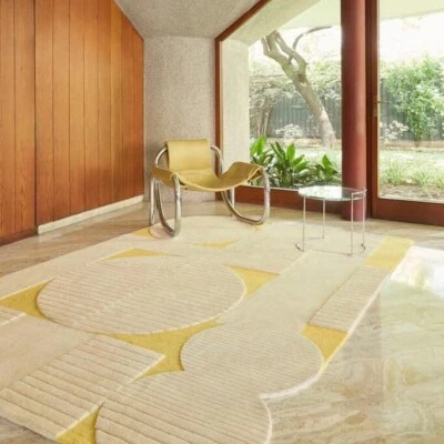 Alfombra de color amarillo Tapis para sala de estar dormitorio decoración del hogar alfombra de tamaño personalizado Foto 1 de 4