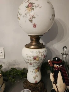 Antike Öllampe Blumen NICHT elektrifiziert  - Bild 1 von 6