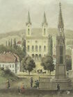 Stahlstich 1830-1860 Kirche&Monument Friedrich Wilhelm II zu Wuppertal Elberfeld