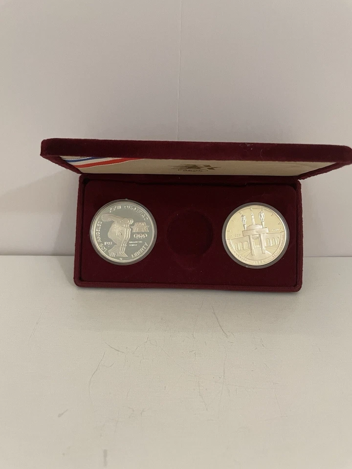 VTG 1983-1984 Los Angeles Olympics Commemorative 2 Coin Set Proof   - Image 1 of 4