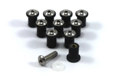 10x Moto/Ducati parabrisas Tornillos - Acero Inoxidable + Goma Well Nueces m4 - Imagen 1 de 4